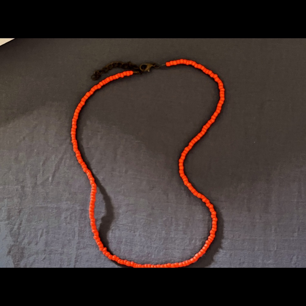 Handmade Brick-red Beads Necklace